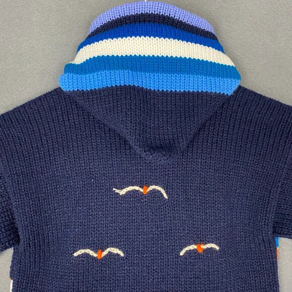 Incas Inc Sweater Hoodie Youth 6 Wool Peru Blue Animals Sun Birds Whimsical - Picture 9 of 15